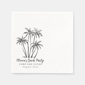 Palm Trees Bachelorette Paper Napkins, Monochrome Napkin