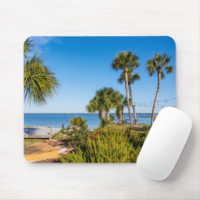 Palm Trees Bayside Morning Mouse Pad (With Mouse)