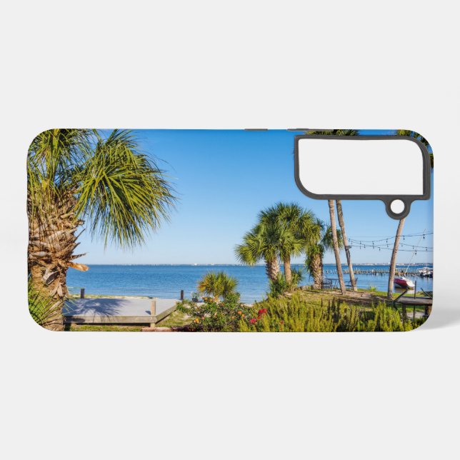 Palm Trees Bayside Morning Samsung Phone Case (Back Horizontal)
