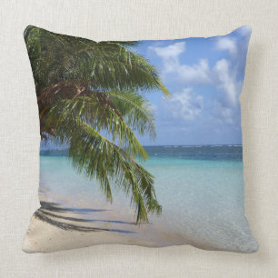 palm trees, beach and rocks cushion