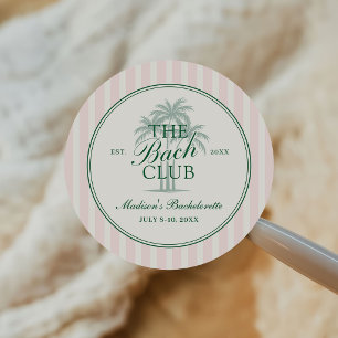 Palm Trees Beach Bach Club Bachelorette Weekend Classic Round Sticker