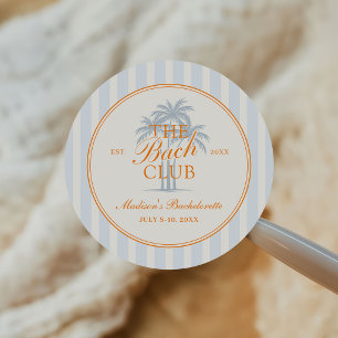 Palm Trees Beach Bach Club Bachelorette Weekend Classic Round Sticker