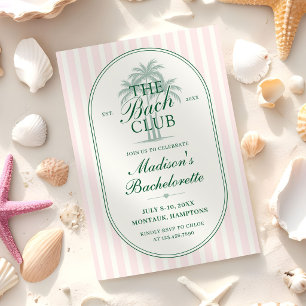 Palm Trees Beach Bach Club Bachelorette Weekend Invitation