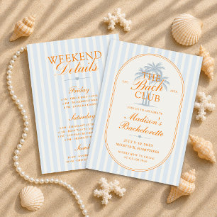 Palm Trees Beach Bach Club Bachelorette Weekend Invitation