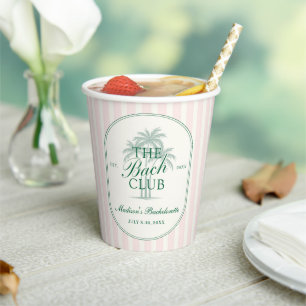 Palm Trees Beach Bach Club Bachelorette Weekend Paper Cups