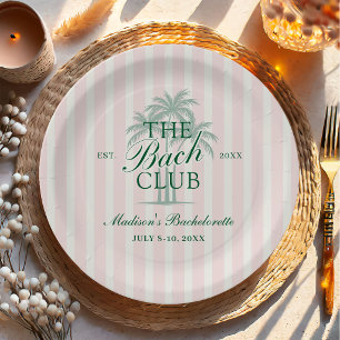 Palm Trees Beach Bach Club Bachelorette Weekend Paper Plate