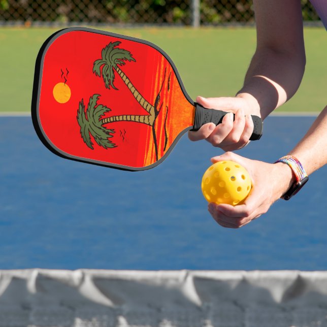 Palm Trees Beach Blazing Sun Pickleball Paddle (Insitu)