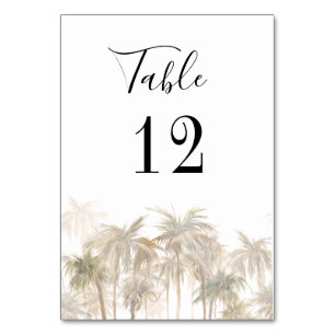 Palm Trees Beach Custom Wedding Table Number