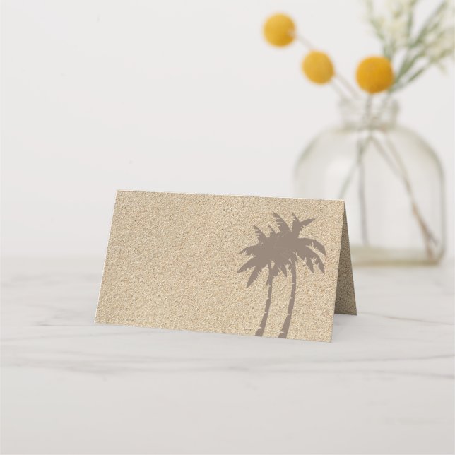 Palm Trees & Beach Sand Folded Place Cards (Front)