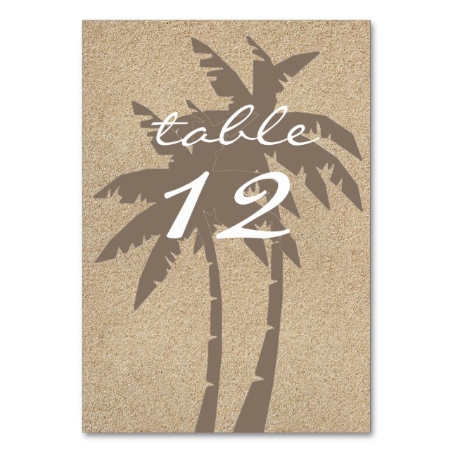 Palm Trees & Beach Sand Table Number (Front)