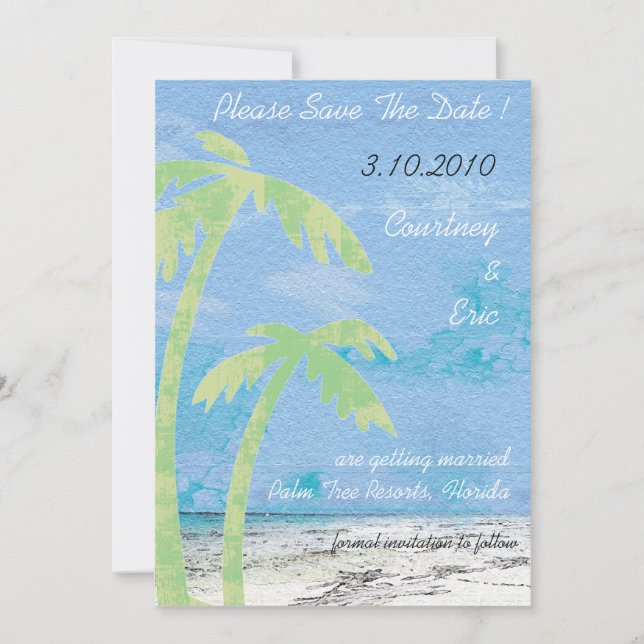 Palm Trees - Beach Save the Date cards (Front)