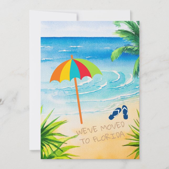 Palm Trees Beach We Moved to Florida New Address Announcement (Front)