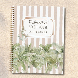 Palm Trees Beige Beach House Guestbook Notebook