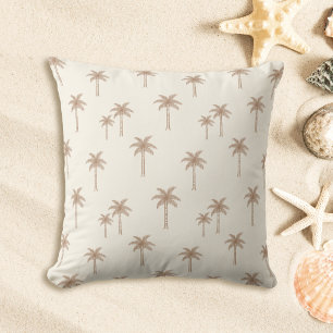 Palm Trees Boho Coastal Farmhouse Beige And Tan Cushion
