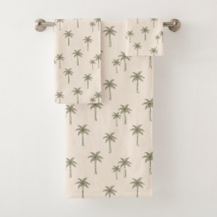 Palm Trees Boho Coastal Farmhouse Bohemian Bath Towel Set