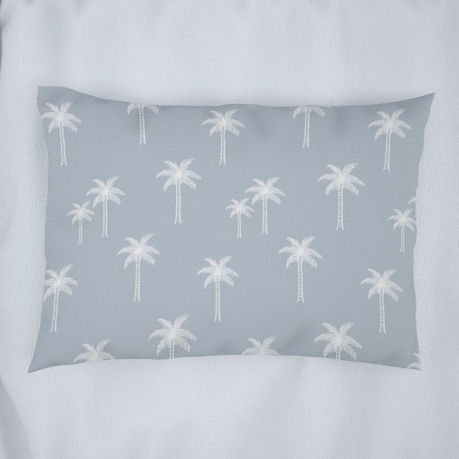 Palm Trees Boho Coastal Farmhouse Dusty Blue Pillowcase (Creator Uploaded)