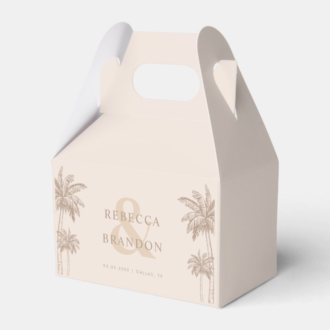 Palm Trees Boho Fall Beach Names Wedding Favour Box (Front Side)