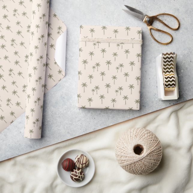 Palm Trees Boho Summer Tropical Neutral Soft Cream Wrapping Paper (Crafts)