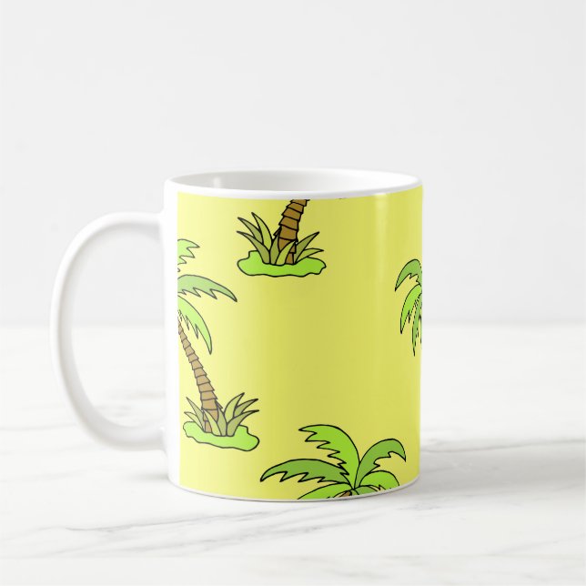 Palm Trees: Bright Vintage Illustration. Coffee Mug (Left)