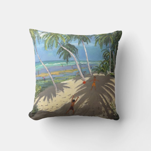 Palm trees Clovelly beach Barbados 2013 Cushion (Front)