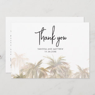 Palm Trees Coastal Hand-Lettered Wedding Thank You Card