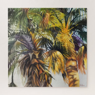 Palm Trees Colorful Impressionistic Painting Jigsaw Puzzle