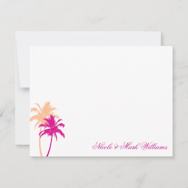 Palm Trees Custom Flat Thank You Cards (Front)
