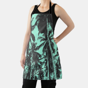 Palm Trees Design in Black and Blue Apron