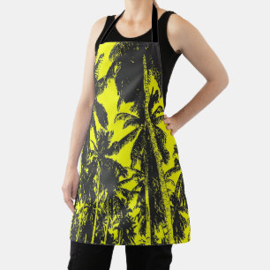 Palm Trees Design in Black and Yellow Apron