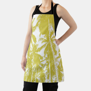 Palm Trees Design in Gold and White Apron