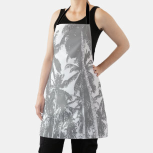 Palm Trees Design in Grey and White Apron