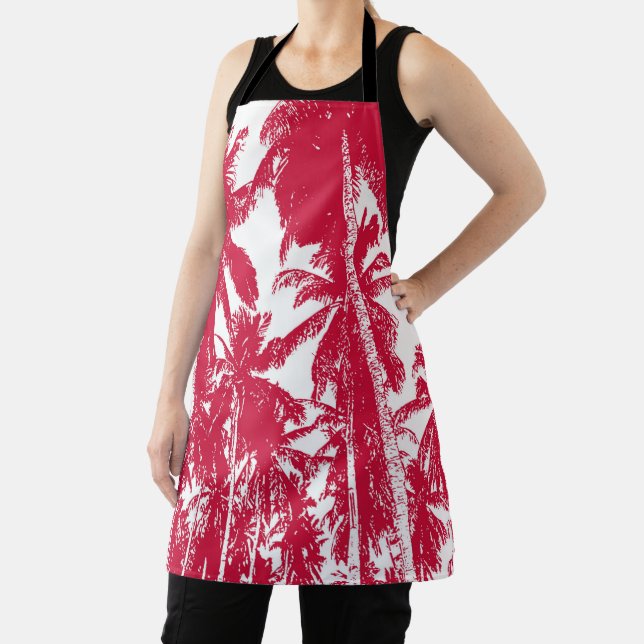 Palm Trees Design in Red and White Apron (Insitu)
