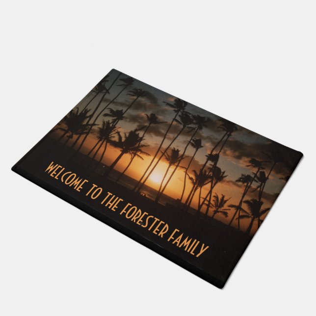 Palm Trees Doormat with (or without) your Name (Angled)