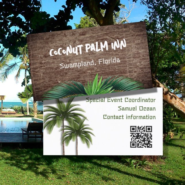 Palm Trees Double Sided QR code Business Cards (Creator Uploaded)