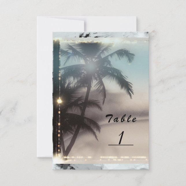 Palm Trees Elegant Tropical Beach Table Number (Front)