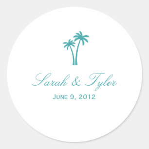 Palm Trees Favour Sticker - White/Aqua