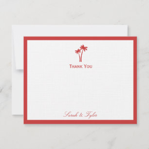 Palm Trees Flat Thank You Card - Red