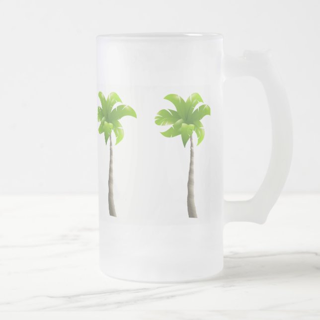 Palm Trees Frosted 16 oz Frosted Glass Mug (Right)