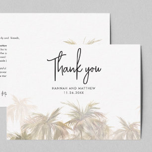 Palm Trees Hand-Lettered Wedding Thank You Card