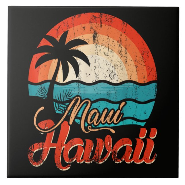 Palm Trees Hawaiian Beach Tile (Front)
