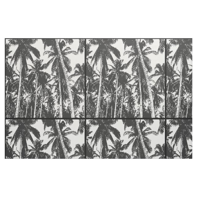 Palm Trees in a Black and White Silhouette Effect  Fabric (Fat Quarter)