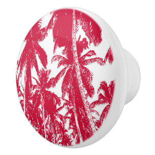 Palm Trees in a Posterised Design Ceramic Knob