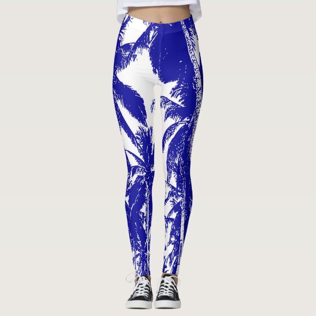Palm Trees in a Posterised Design Leggings (Front)