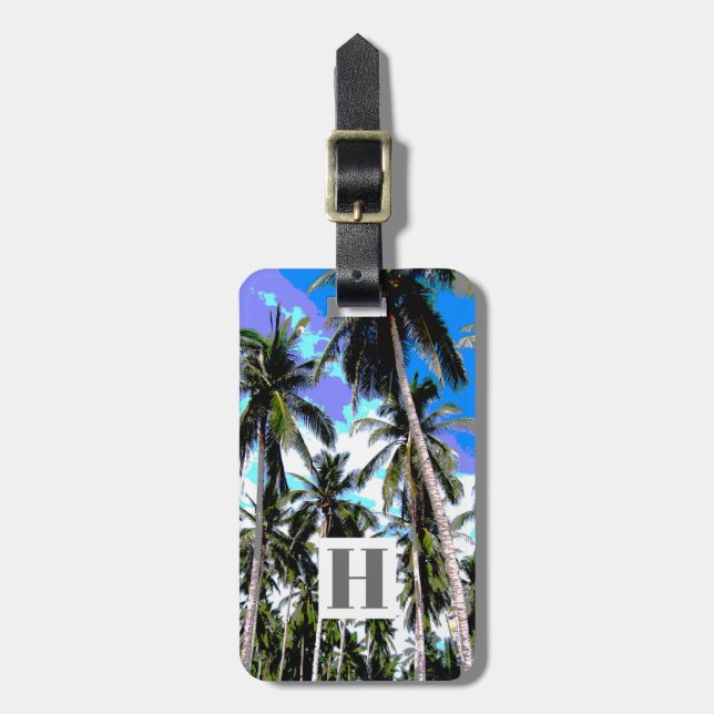 Palm Trees in a Posterised Design Luggage Tag (Front Vertical)