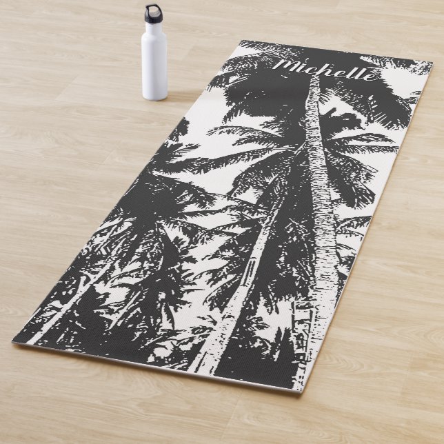 Palm Trees in a Posterised Design Yoga Mat (In Situ)