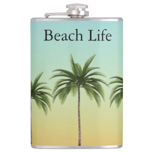 Palm Trees in a Row, beach life               Hip Flask