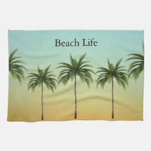 Palm Trees in a Row, beach life               Tea Towel
