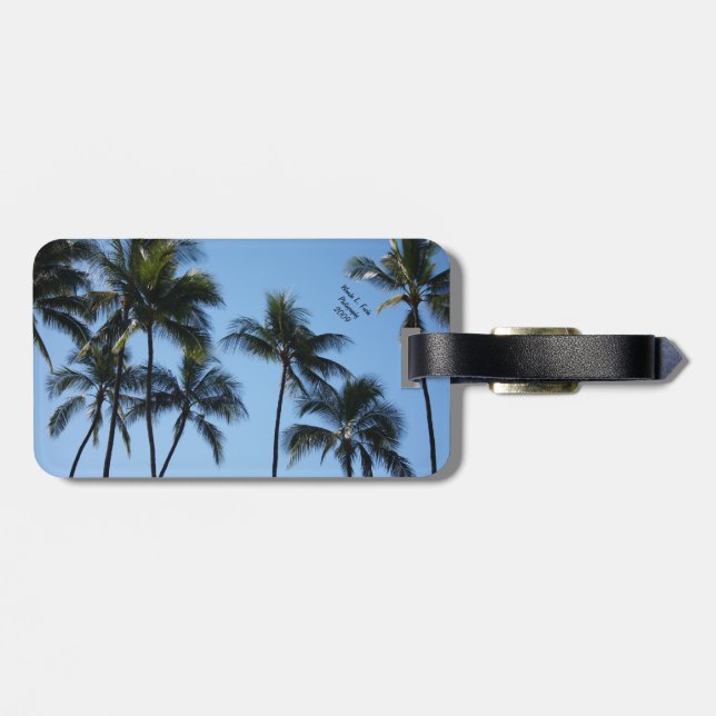 Palm Trees in Blue Sky Luggage Tag (Back Horizontal)