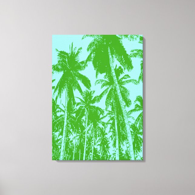 Palm Trees in Green and Blue Canvas Print (Front)