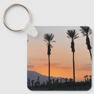 Palm Trees in Orange Sunset Oceanside California Key Ring
